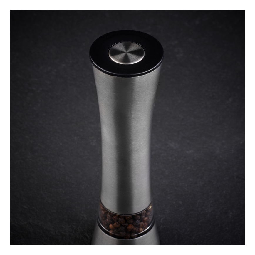 Cole&Mason - Elektromos salt or pepper grinder BURFORD 4xAAA 18 cm matt króm