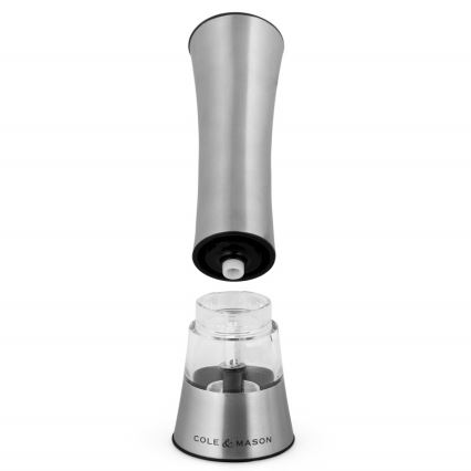 Cole&Mason - Elektromos salt or pepper grinder BURFORD 4xAAA 18 cm matt króm