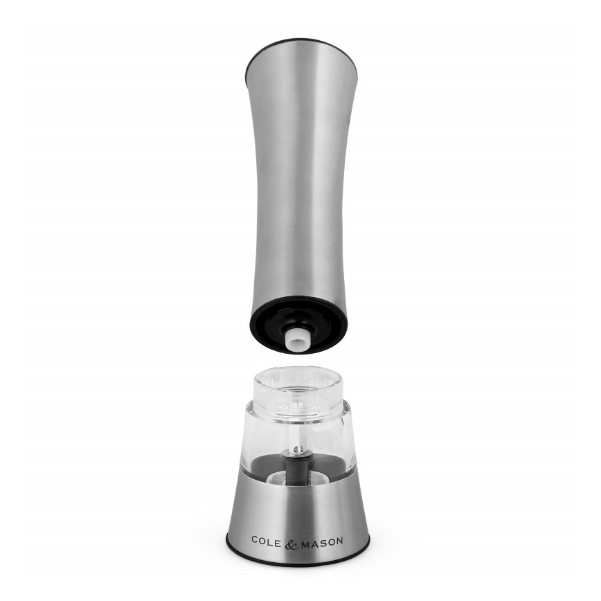 Cole&Mason - Elektromos salt or pepper grinder BURFORD 4xAAA 18 cm matt króm