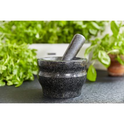 Cole&Mason - Gránit mozsár és törőfa GRANITE 18 cm átmérőjű gránit/fekete