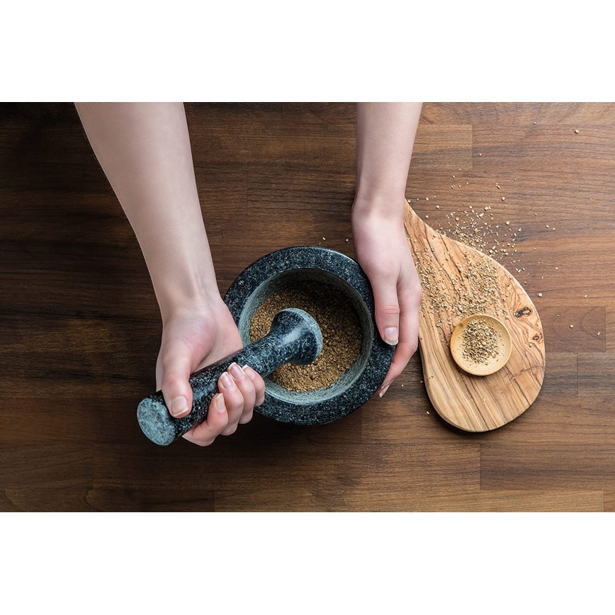 Cole&Mason - Gránit mozsár és törőfa GRANITE 18 cm átmérőjű gránit/fekete