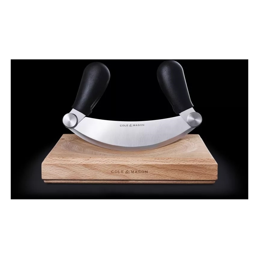 Cole&Mason - Konyhai vágódeszka hajlított késsel 21,5x51,5 cm bükk