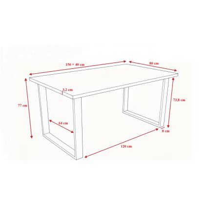 Kinyitható étkezőasztal COLIN tölgy