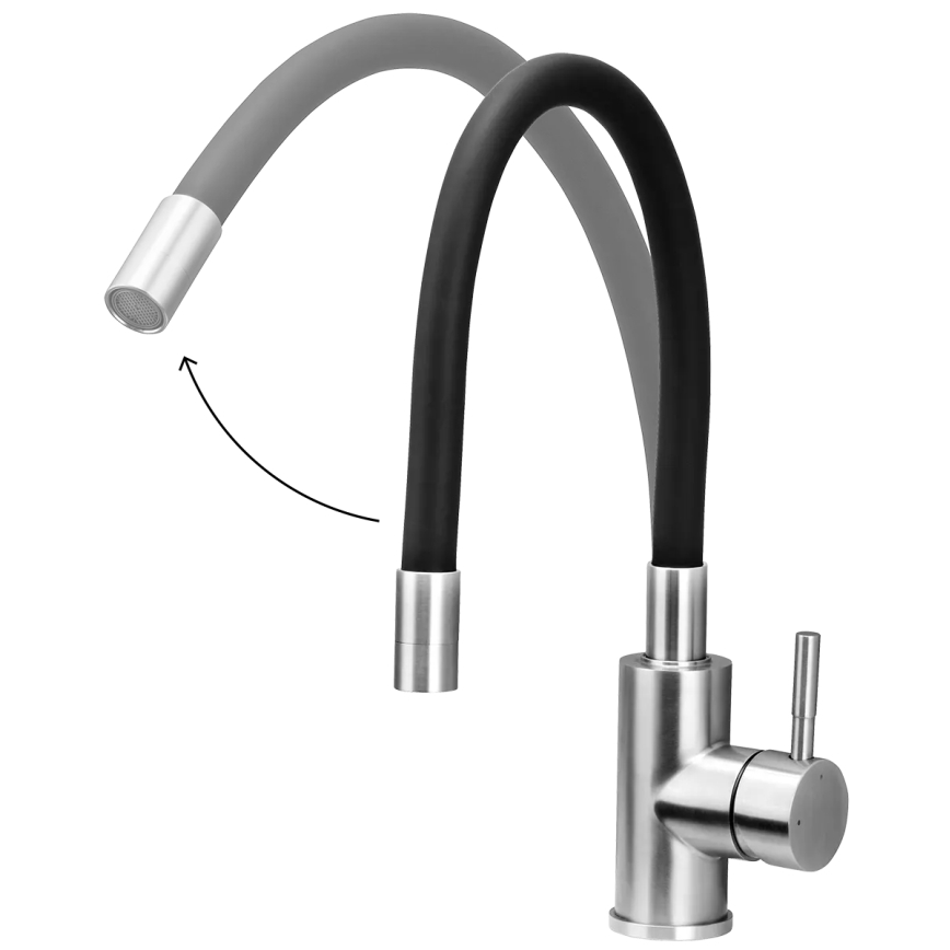 Concept BDC7138 - Mosogató csaptelep rugalmas kifolyókarral, fényes króm/fekete