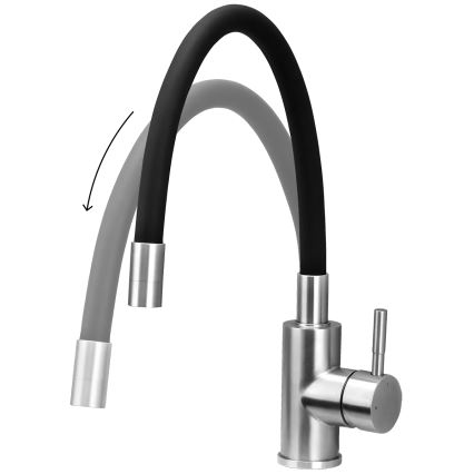 Concept BDC7138 - Mosogató csaptelep rugalmas kifolyókarral, fényes króm/fekete