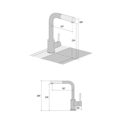 Concept BDG4527BC - Mosogató csaptelep kihúzható zuhanyfejjel 26,9 cm gránit/fekete