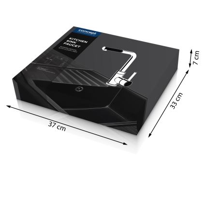 Concept BDG4527BC - Mosogató csaptelep kihúzható zuhanyfejjel 26,9 cm gránit/fekete