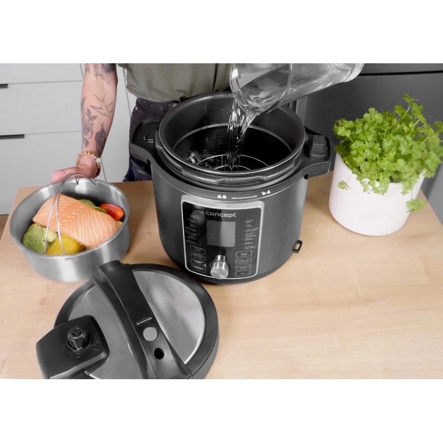 Concept CK8000 - Többfunkciós elektromos kukta és forrólevegős fritőz 5,6 l 11 az 1-ben 1500W/230V fekete