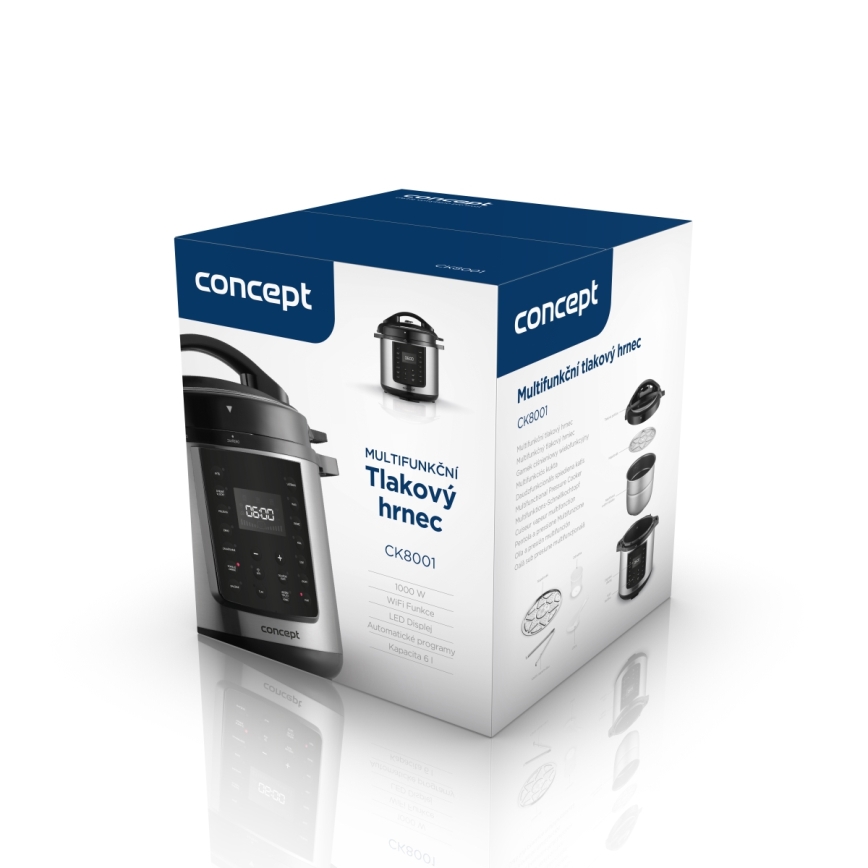 Concept CK8001 - Multifunkciós elektromos kukta 5,6 l, 1000 W/230 V, Wi-Fi, rozsdamentes acél