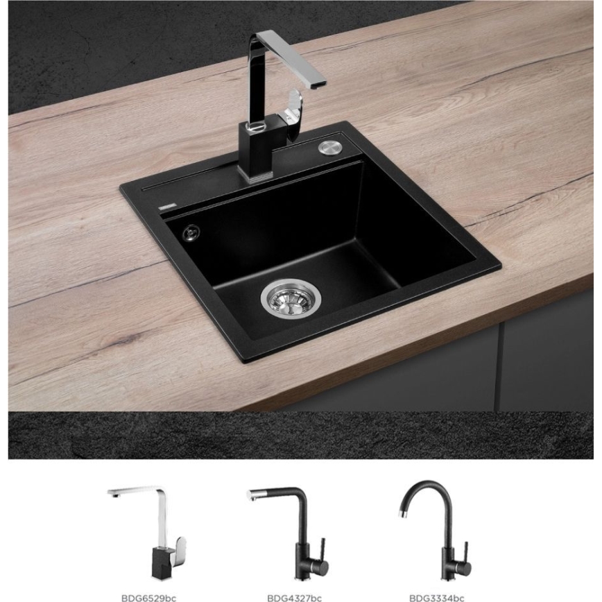 Concept DG00C50BC - CUBIS konyhai mosogató 49x51 cm gránit/fekete