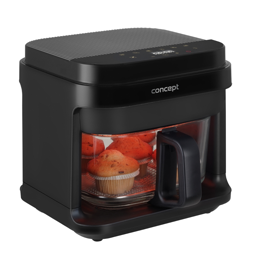 Concept FR5500 - Forró levegős sütő GLASS & FAST 5,5 l 1200W/230V fekete