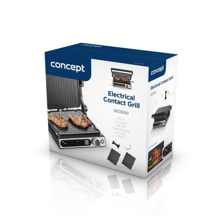 Concept ge3500 - Kontaktgrill hőmérséklet-érzékelővel 2000W/230V fekete