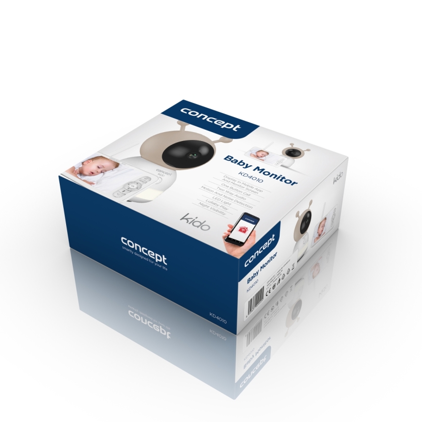 Concept KD4010 - Okos bébiőr SMART KIDO, monitorral és mozgásérzékelővel, 4,5W/230V, Wi-Fi, bézs