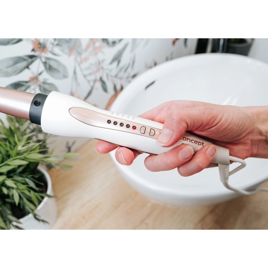 Concept KK2125 - Kúpos hajgöndörítő GLAM STYLE 42W/230V fehér/rózsaarany