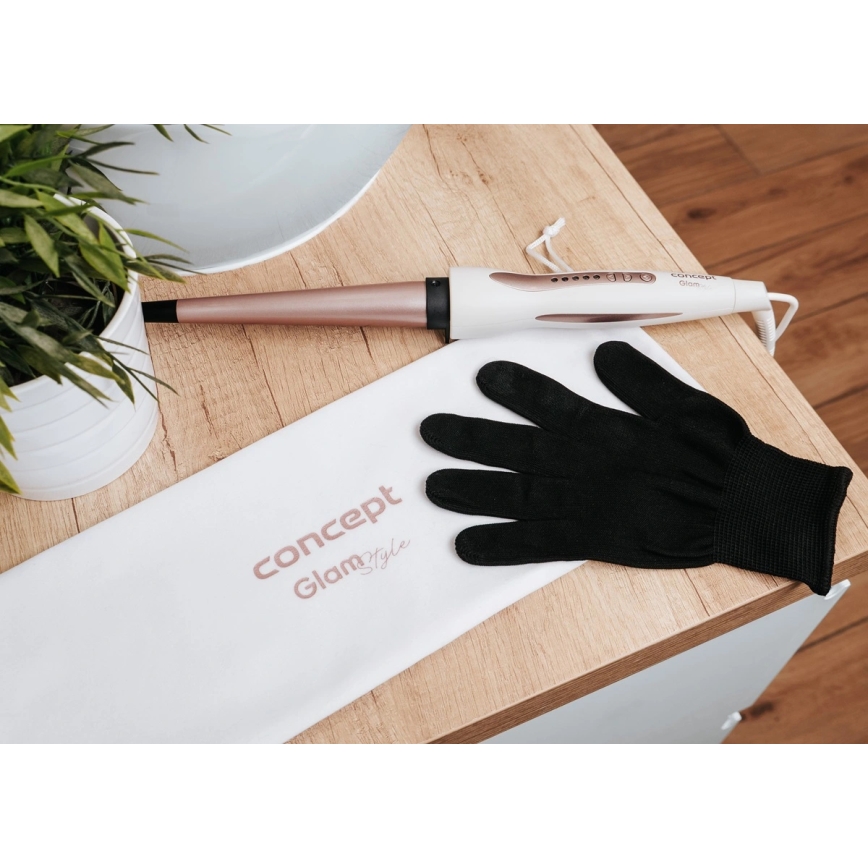 Concept KK2125 - Kúpos hajgöndörítő GLAM STYLE 42W/230V fehér/rózsaarany