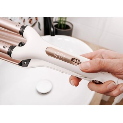 Concept KT2140 - GLAM STYLE háromcsöves hajgöndörítő 100W/230V fehér/rózsaarany