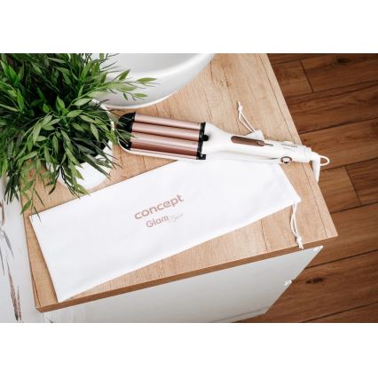 Concept KT2140 - GLAM STYLE háromcsöves hajgöndörítő 100W/230V fehér/rózsaarany