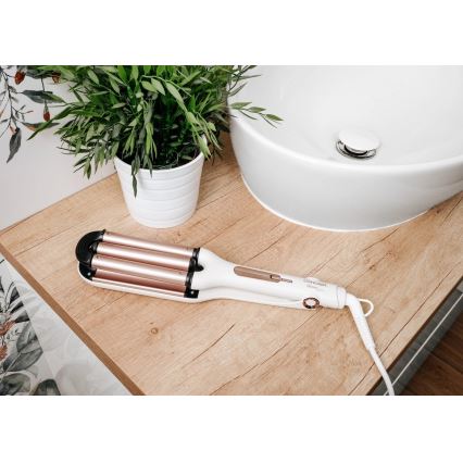 Concept KT2140 - GLAM STYLE háromcsöves hajgöndörítő 100W/230V fehér/rózsaarany