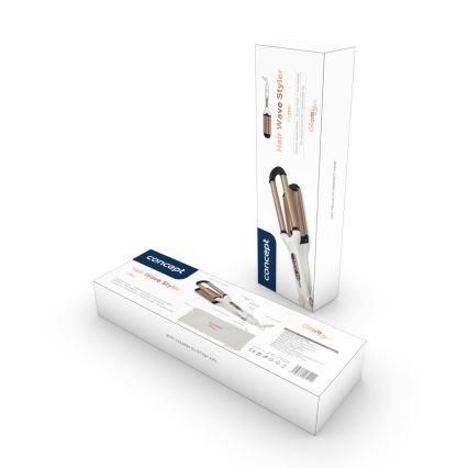 Concept KT2140 - GLAM STYLE háromcsöves hajgöndörítő 100W/230V fehér/rózsaarany