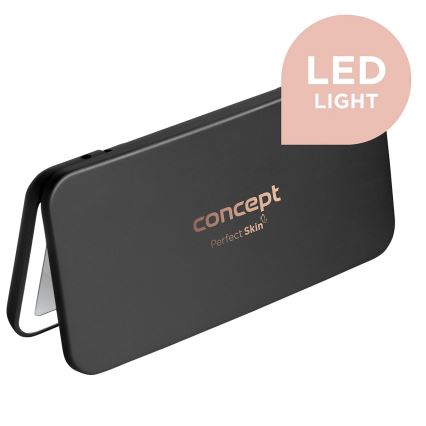 Concept KZ2020 - LED kozmetikai zsebtükör PERFECT SKIN LED/1,5W/5V 4500-5500K 300 mAh fekete