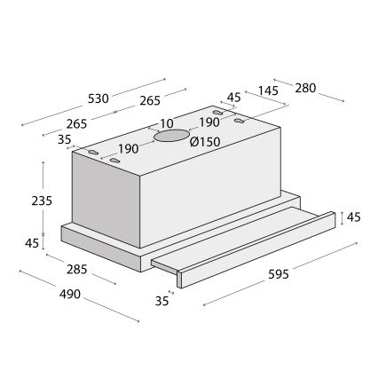 Concept OPV3860bc - 60 cm-es kihúzható páraelszívó, fekete
