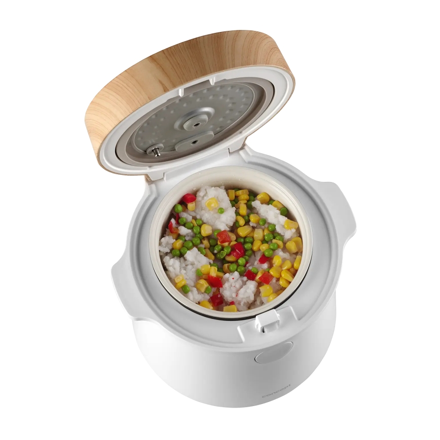 Concept RE3030 - Digitális rizsfőző 2 az 1-ben 380W/230V 1,5 l fehér/fa dekor