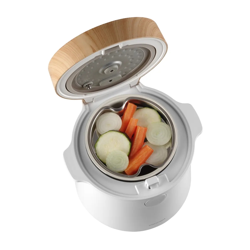 Concept RE3030 - Digitális rizsfőző 2 az 1-ben 380W/230V 1,5 l fehér/fa dekor