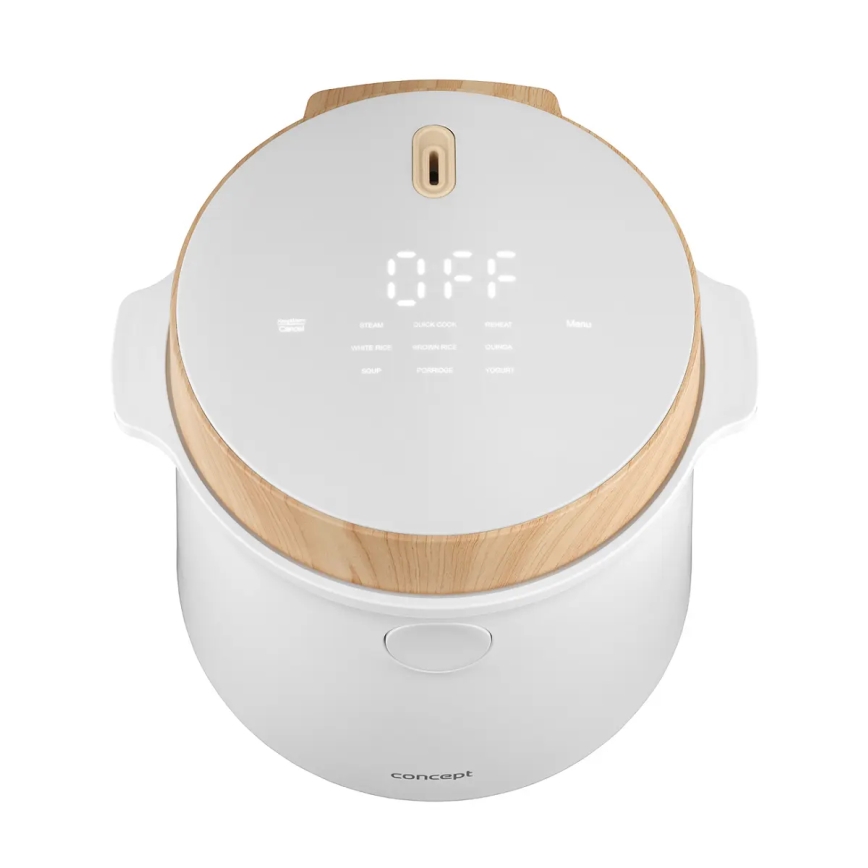 Concept RE3030 - Digitális rizsfőző 2 az 1-ben 380W/230V 1,5 l fehér/fa dekor