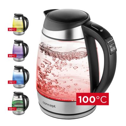 Concept RK4120 - Rozsdamentes acél vízforraló hőmérséklet-szabályozással 1,7 l 2200 W/230 V