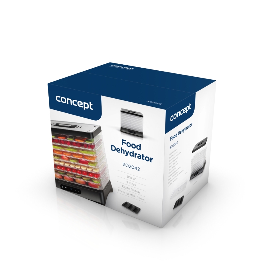 Concept SO2042 - Élelmiszert szárító 500W/230V fekete + szilikon forma
