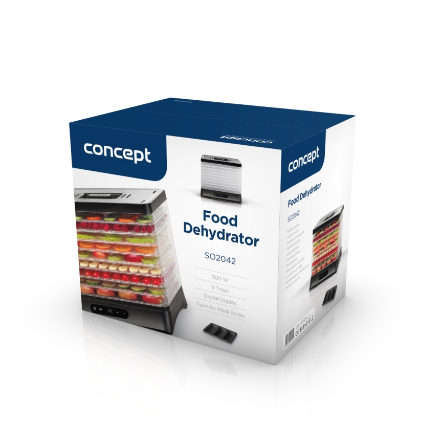 Concept SO2042 - Élelmiszert szárító 500W/230V fekete + szilikon forma