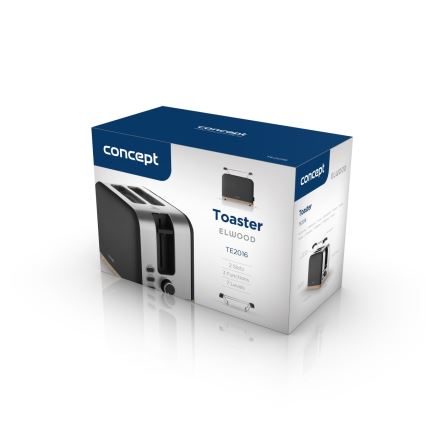 Concept TE2016 - két szeletes, melegítőrácsos pirító 930W/230V fekete