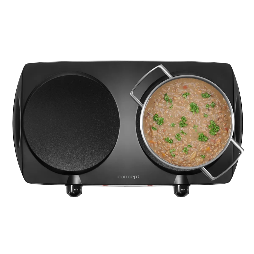 Concept VE3060 - Kétlapos elektromos főzőlap 2500W/230V fekete