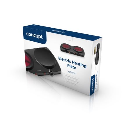 Concept VE3060 - Kétlapos elektromos főzőlap 2500W/230V fekete