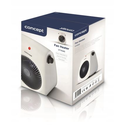 Concept vt7040 - fűtőtestes ventilátor 1000/2000W/230V fehér