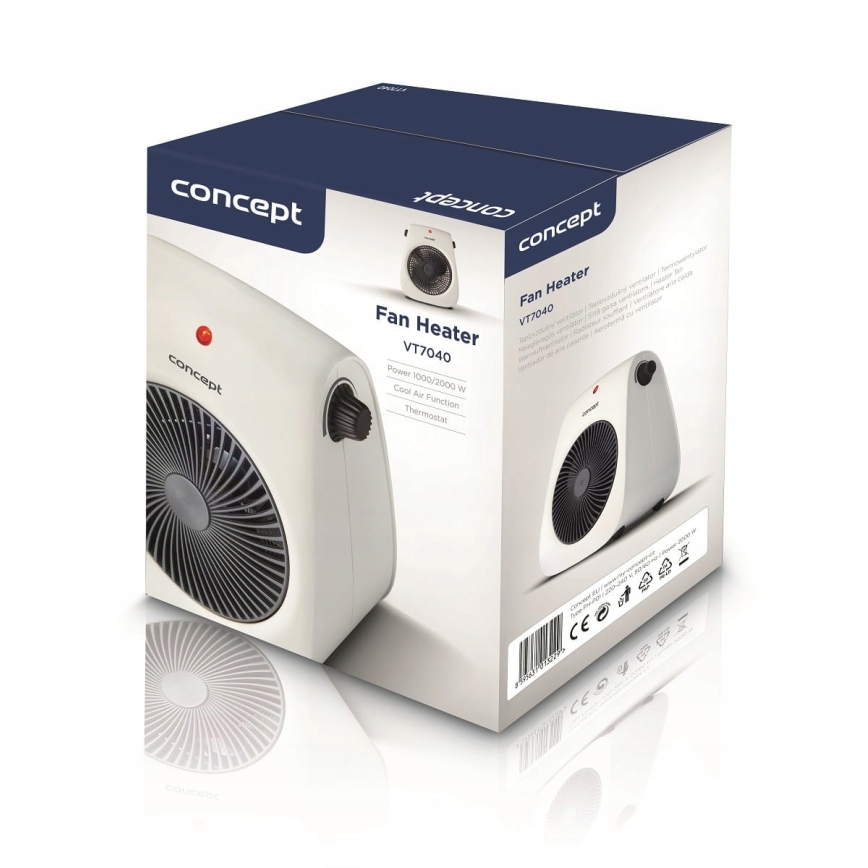 Concept vt7040 - fűtőtestes ventilátor 1000/2000W/230V fehér