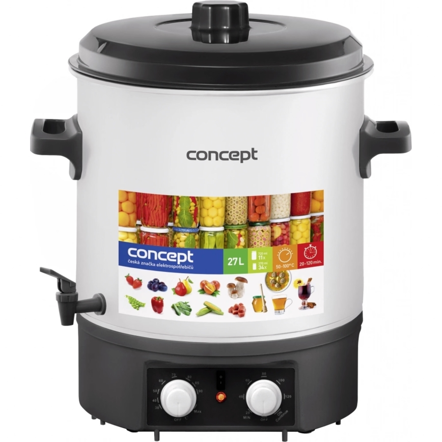 Concept ZH0030 - Befőző 27 l 2000W/230V fehér/fekete