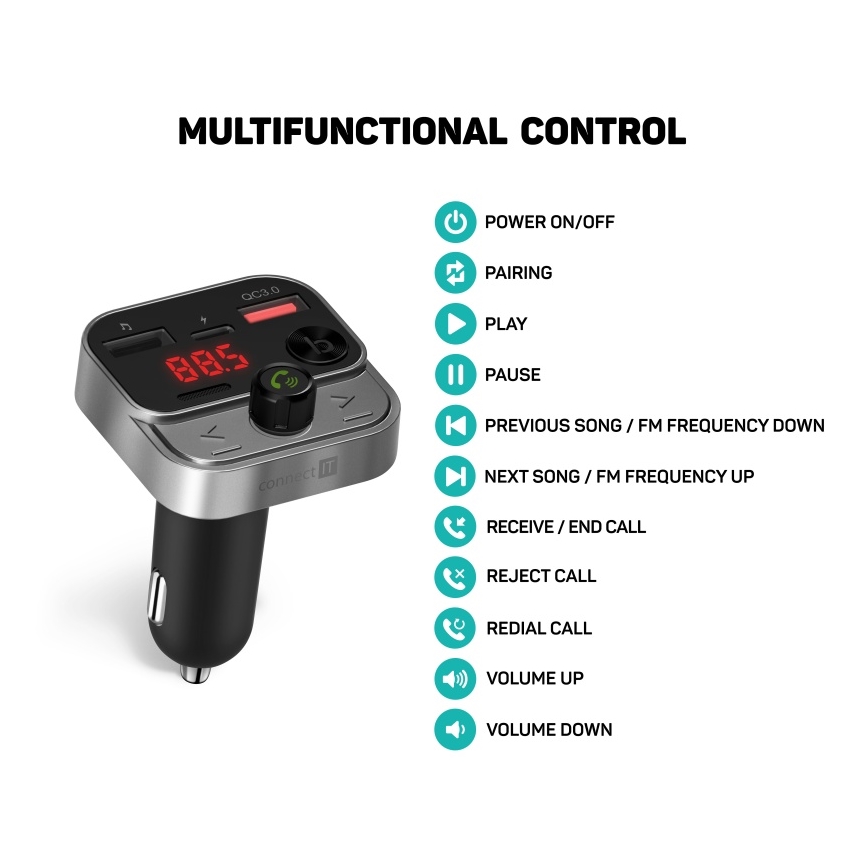 CONNECT IT CCC-8900-AN - autós FM adó kihangosító funkcióval fekete/ezüst