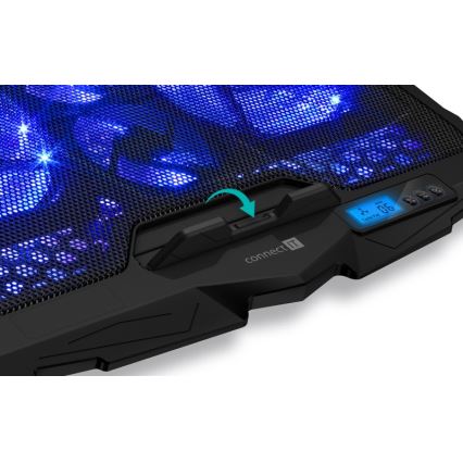 CONNECT IT CCP-2200-BK - Hűtő tartó laptophoz 4x ventilátor 2xUSB fekete/kék