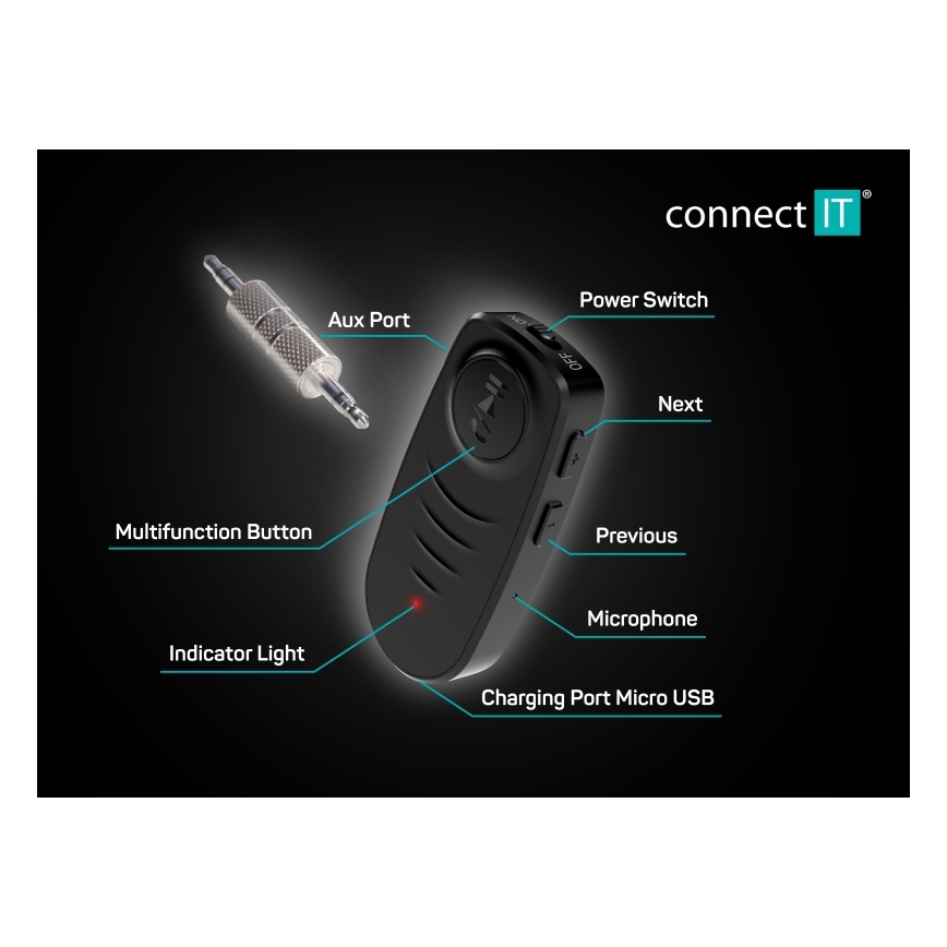 CONNECT IT CFF-4050-BK - Bluetooth audio vevő AUX 110 mAh