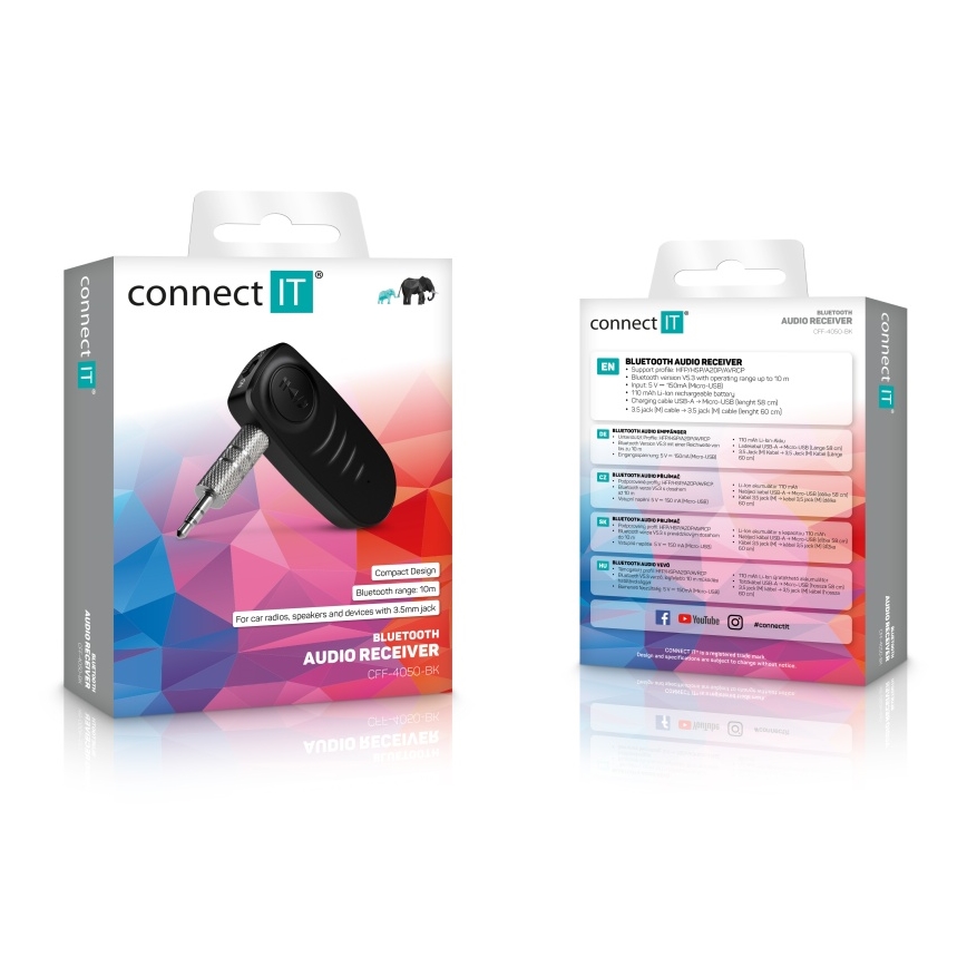 CONNECT IT CFF-4050-BK - Bluetooth audio vevő AUX 110 mAh