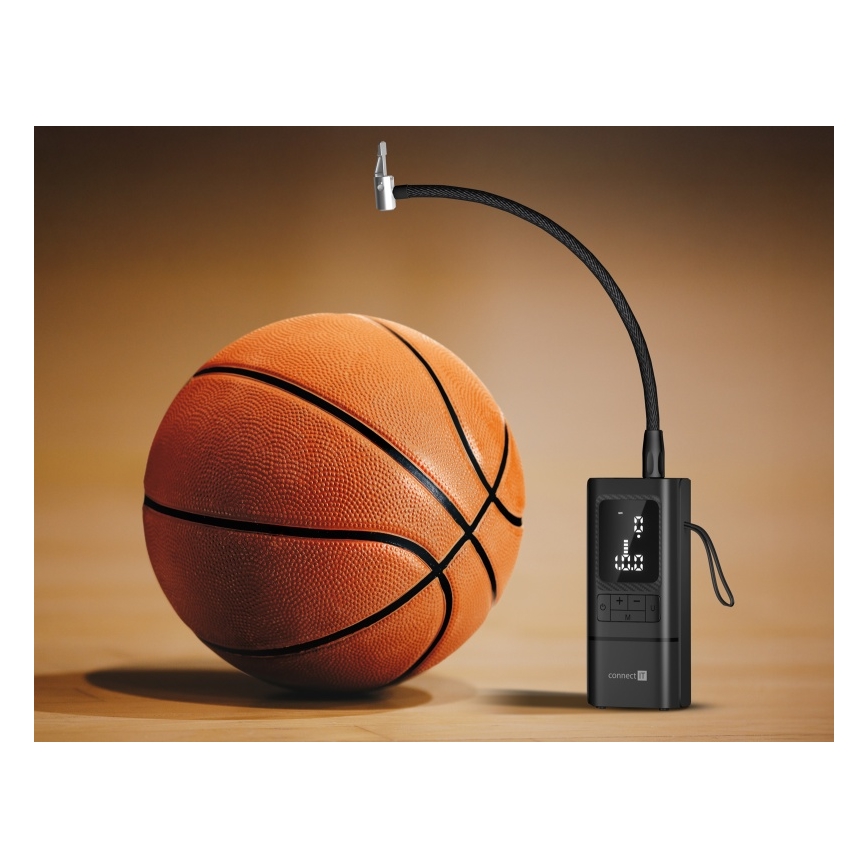 CONNECT IT CFF-4500-BK - Digitális zsebméretű kompresszor AirFlow 80W/6000 mAh fekete