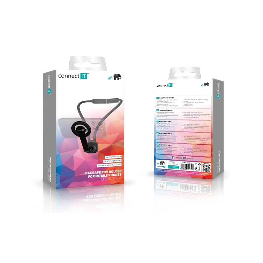 CONNECT IT CFF-6020-GY - Rugalmas, mágneses MagSafe nyakba akasztható telefontartó