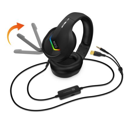 CONNECT IT CHP-3595-BK - LED RGB Vezetékes gamer fejhallgató mikrofonnal fekete
