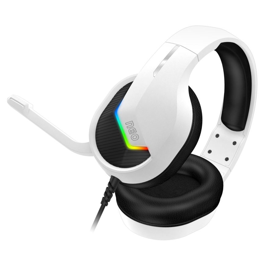 CONNECT IT CHP-3595-WH - LED RGB Vezetékes gamer fejhallgató mikrofonnal fehér/fekete