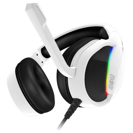 CONNECT IT CHP-3595-WH - LED RGB Vezetékes gamer fejhallgató mikrofonnal fehér/fekete