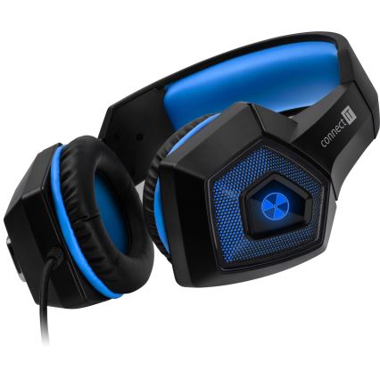 CONNECT IT CHP-5500-BL - LED Vezetékes gamer fejhallgató mikrofonnal fekete/kék