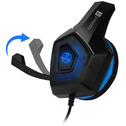 CONNECT IT CHP-5500-BL - LED Vezetékes gamer fejhallgató mikrofonnal fekete/kék