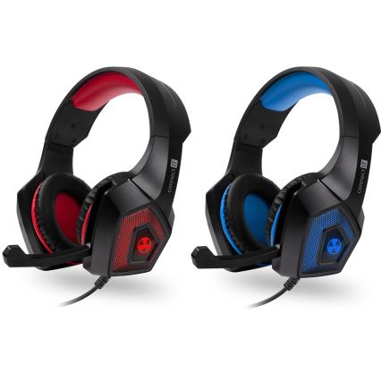 CONNECT IT CHP-5500-BL - LED Vezetékes gamer fejhallgató mikrofonnal fekete/kék