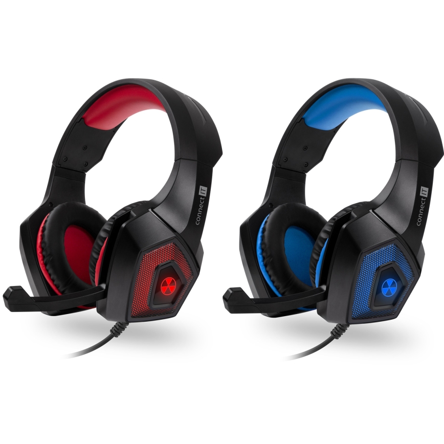 CONNECT IT CHP-5500-BL - LED Vezetékes gamer fejhallgató mikrofonnal fekete/kék